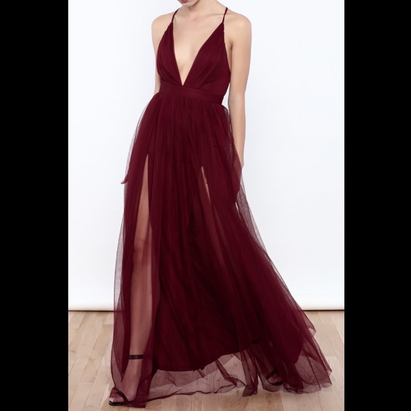 luxxel tulle maxi dress